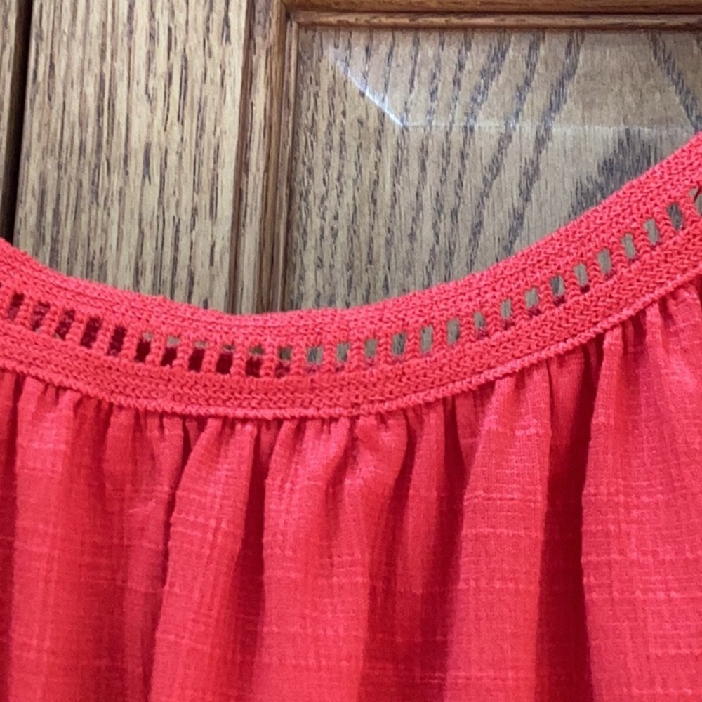 Women's Red Ruffle Sleeve Top - Picture 5 of 14